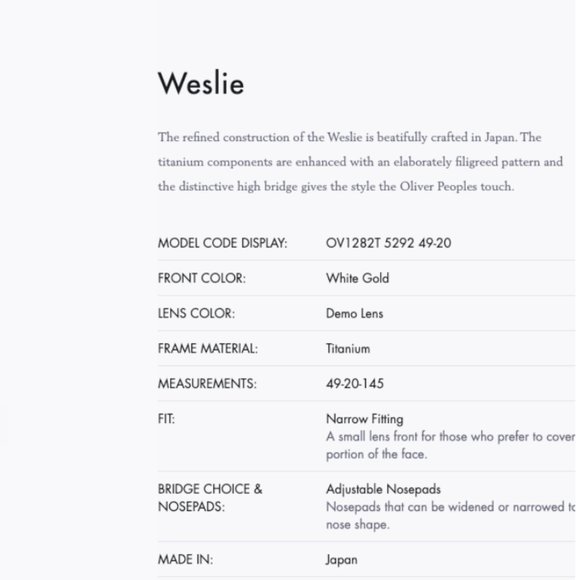 OLIVER PEOPLES WESLIE Optical Frames in White Gold MSRP $601 Rare Find main image 14